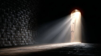 Archway s Radiant Sunbeam Illuminates the Dark Tunnel, A Symbol of Hope and Vision for Escape