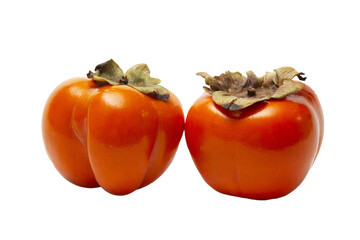 Two persimmons orange on a transparent background.
