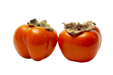 Two persimmons orange on a transparent background.