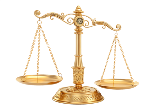 golden scales of justice Isolated on background white