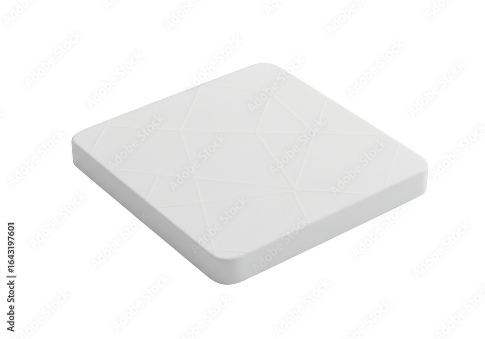 Poster a single white square with a subtle embossed pattern, isolated on a clean transparent background, re