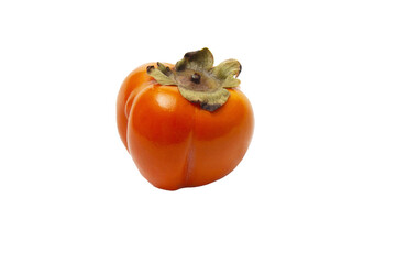 One orange persimmon on a transparent background. Isolate on a transparent background.