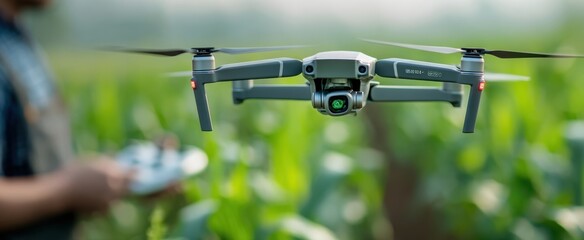 The drone soaring over lush fields, enhancing modern agricultural practices.