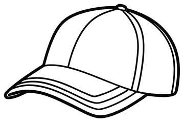 Outlined black and white baseball cap has a traditional structured silhouette 