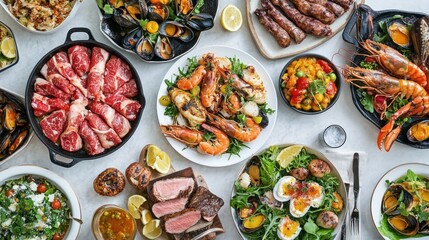 Assorted gourmet foods