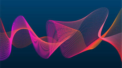 Modern wavy lines with colorful soft pink orange gradient
