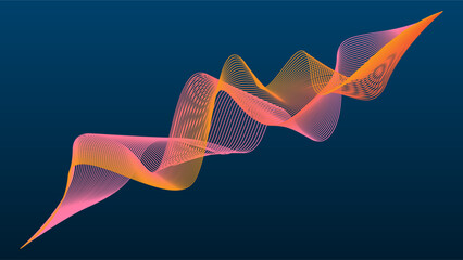 Modern wavy lines with colorful soft peach gradient colors