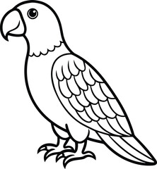 A colorful cartoon parrot vector illustration with a spread wing is perched on a branch, perfect for wildlife and nature art