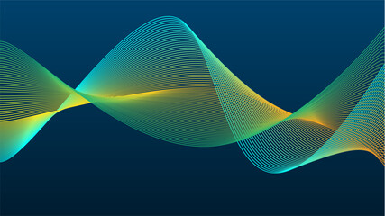 Modern wavy lines with colorful bright soft green yellow gradient