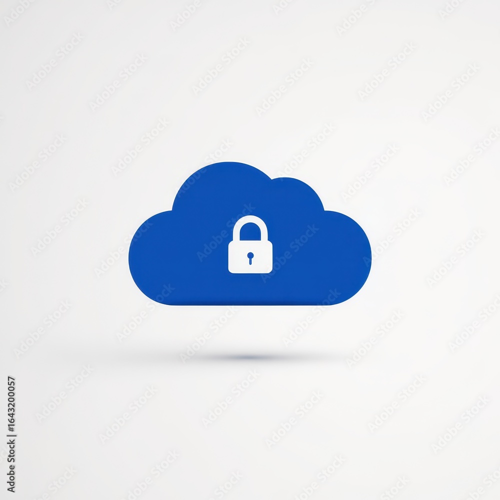 Poster locked cloud. security symbol on a cloud computing icon over plain background