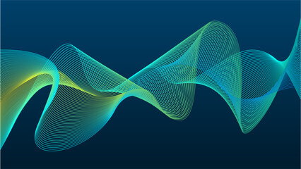 Modern wavy lines with colorful bright soft green gradient