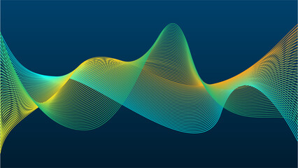 Modern wavy lines with colorful bright soft green yellow gradient