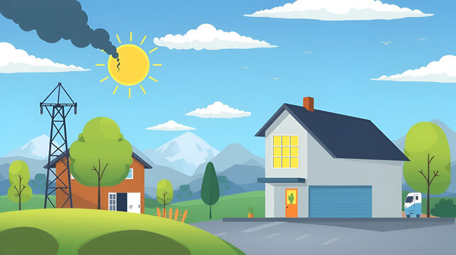 How much energy we consume. Editable vector illustration