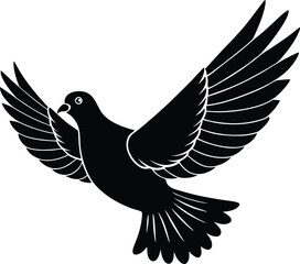 A graceful white dove of peace, a detailed vector illustration, with its wings spread wide in flight