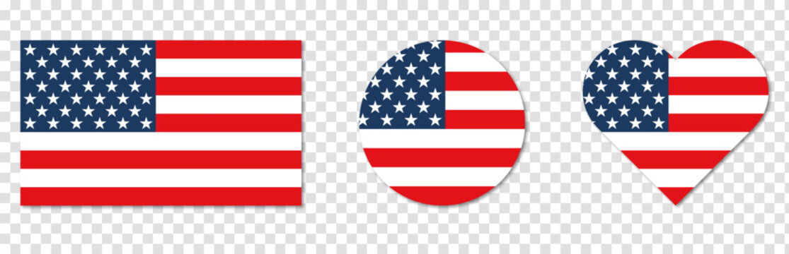 American flag in the shape of square, heart and circle - Powered by Adobe