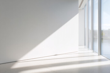 Obraz premium Minimalist White Interior with Sunlight Streaming Through Corner Window 