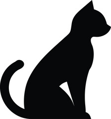 Black and white cat silhouette vector illustration	