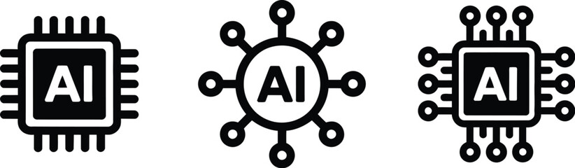 Three ai icons on grey background
