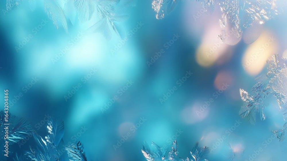 Poster frosted blue texture highlighting delicate patterns and subtle light reflections in a winter atmosph