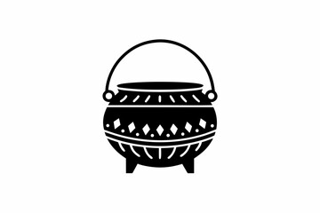Traditional Pot icon  vector silhouette illustration isolated on white background