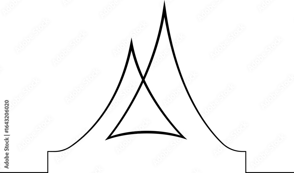 Poster continuous one line drawing modern building logo. linear design. house abstract symbol.one continuou