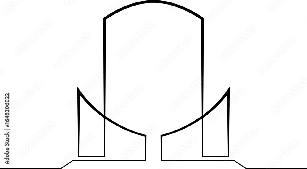 Poster continuous one line drawing modern building logo. linear design. house abstract symbol.one continuou