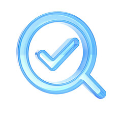 Check mark sign in circle - blue check icon or logo isolated on white - 3d rendering
