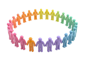 Colorful figures holding hands in a circle (1)