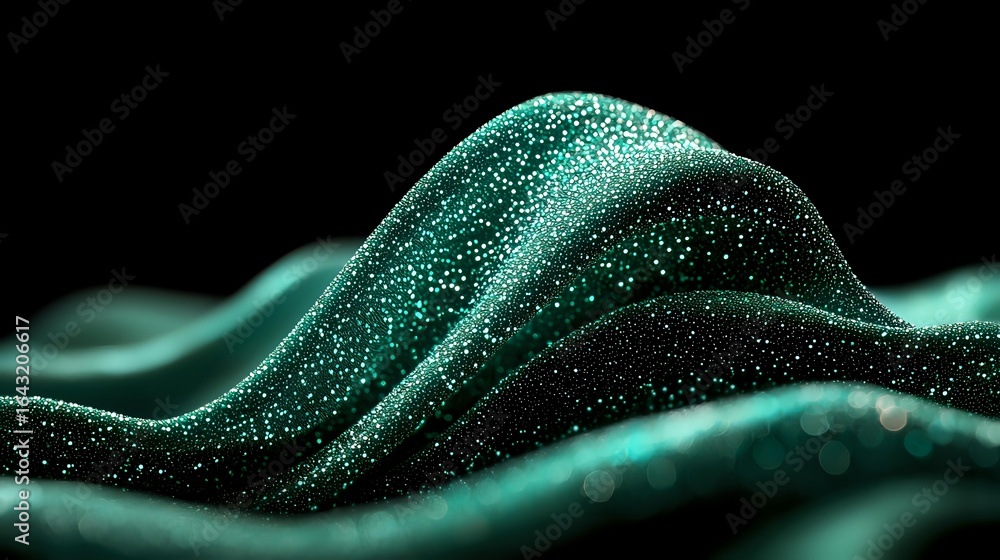 Poster glowing turquoise waves with sparkling particles create mesmerizing abstract background pattern. flo