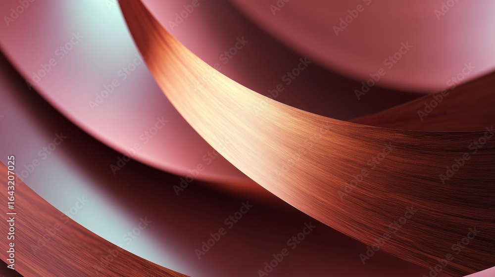 Poster smooth curves of metallic materials create an artistic interplay of light and shadow in a modern des
