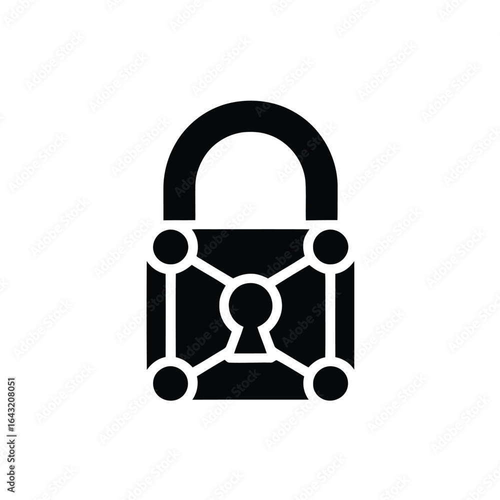 Poster Digital Network Security Strong Protection Cyber Technology Secure Lock Digital Data Encryption