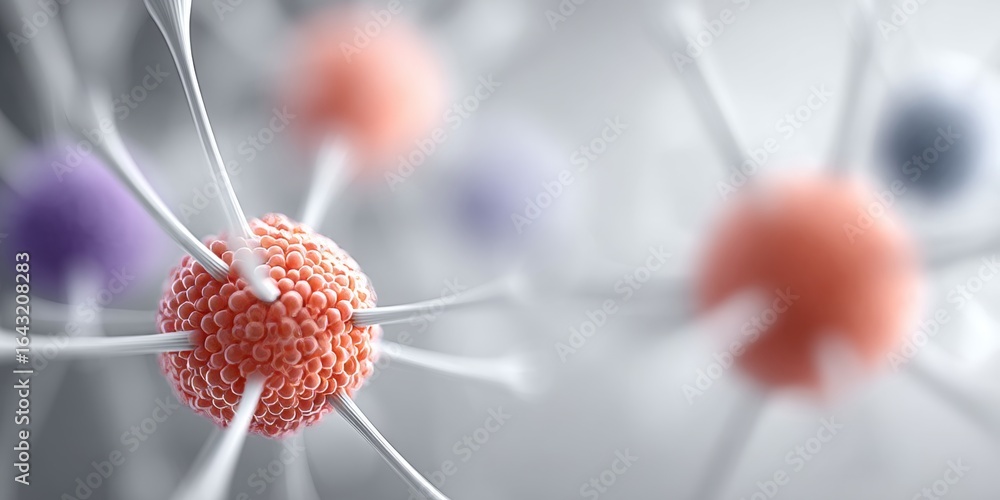 Poster intricate 3d visualization of cellular structures and molecular interactions in cell biology science
