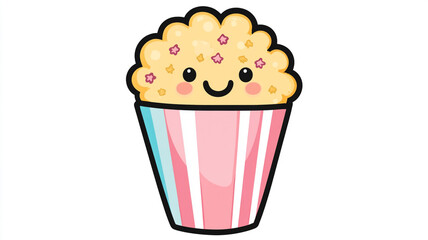 Black outlined caramel popcorn sticker with smile