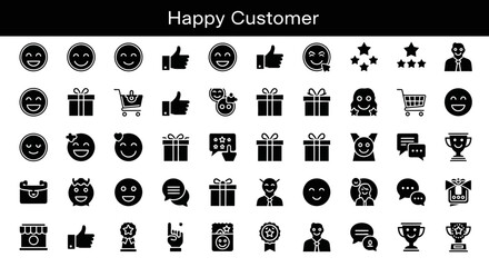 Vector Collection of Happy Customer and Service Satisfaction Icons