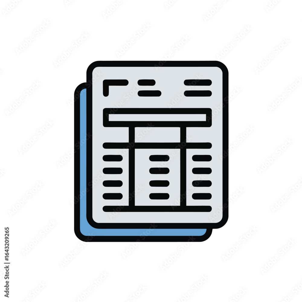 Aufkleber stacked documents illustration with lines and sections symbolizing data reporting and spreadsheet ap