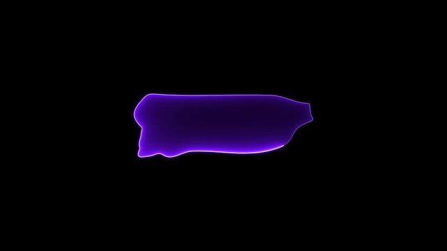 Puerto Rico map icon animation by purple color neon mask glow on black background.