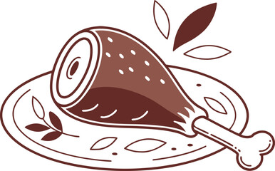 Delicious Cooked Chicken Food Illustration. Grilled Cooked Chicken Meat Design. Roasted Cooked Chicken Culinary Artwork. Juicy Cooked Chicken Food Art. Tasty Cooked Chicken Meat Illustration