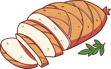 Delicious Cooked Chicken Food Illustration. Grilled Cooked Chicken Meat Design. Roasted Cooked Chicken Culinary Artwork. Juicy Cooked Chicken Food Art. Tasty Cooked Chicken Meat Illustration