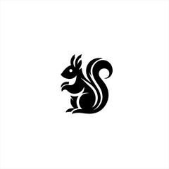 Obraz premium Stylized black squirrel silhouette logo design