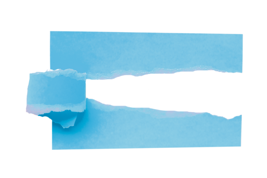 Light blue torn paper isolated on transparent background