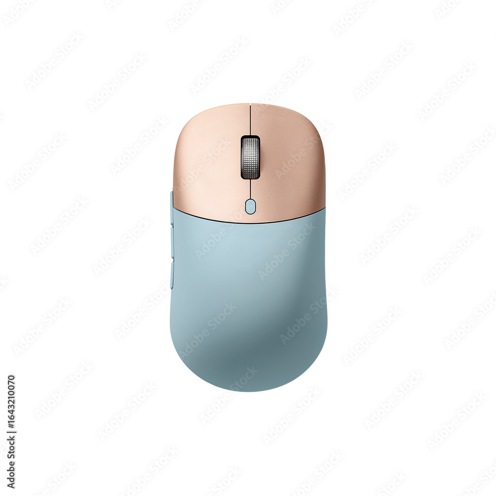 Poster pastel colored wireless mouse with ergonomic design for creative digital work and computing tasks