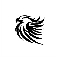 Obraz premium Stylized black eagle head and wings silhouette logo