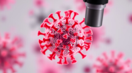 Microscopic Virus Particle: Exploring the Structure and Behavior of Infectious Agents Under a Microscope, Revealing Complex Details with Stunning Clarity.