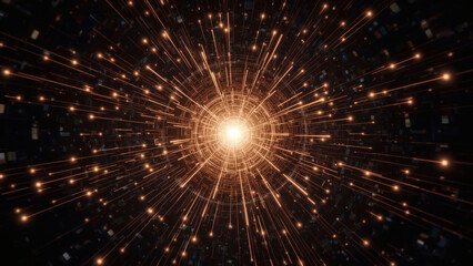 Abstract background of future technology concept. Digital business solutions, web interface with glowing circle. Innovative tech design circuit board lines with data flow, digital transformation