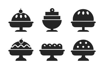 set of Sweets Plate vector silhouette illustration isolated on white background