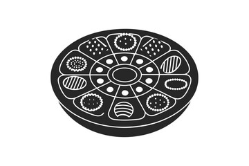 Sweets Plate vector silhouette illustration isolated on white background