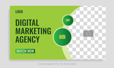 Thumbnail design for any videos. Editable video thumbnail and web banner for live workshop business template. Video cover photo for social media