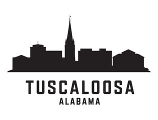 Fototapeta premium Tuscaloosa skyline silhouette. Landscape Tuscaloosa, Alabama. Vector illustration. Vector black silhouette. with white background.