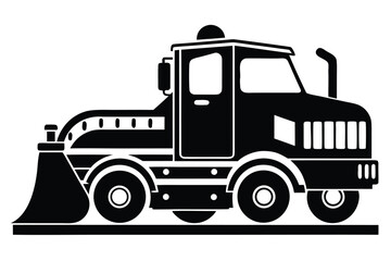 Simple black snowplow is displayed on a white background for creative projects