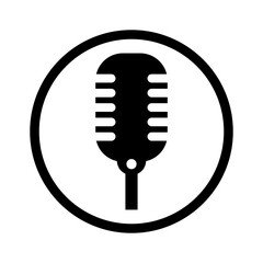 Retro vintage microphone icon isolated on transparent background